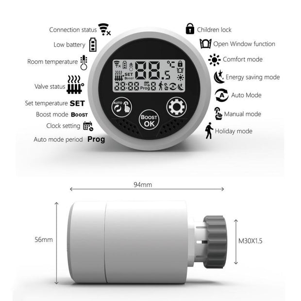 Smart Radiator Thermostat Voice Control Programmable ABS Material