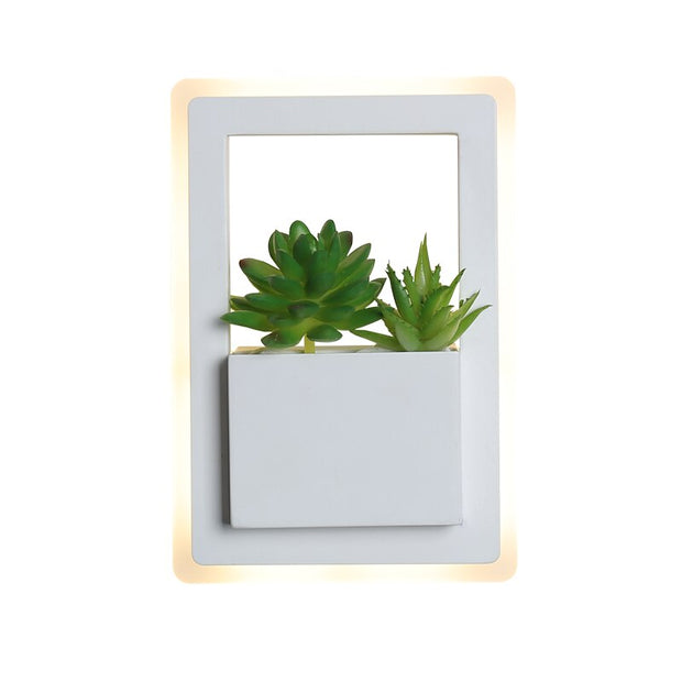 Modern LED Bedside Wall Lamp White Color with Plant LED Wall Lights for Bedroom Living Room Wall Sconce