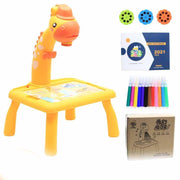 Cartoon Giraffe Projection Painting Study Desk